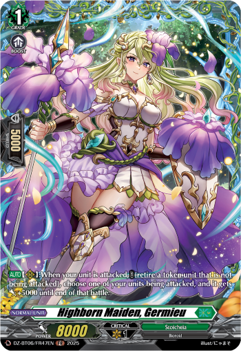 (FR47) Cardfight Vanguard Generation Dragenesis Single: Highborn Maiden, Germieu [D-Format] (V.2 - Frame Rare)  Frame Rare