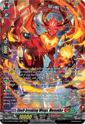 (FR49) Cardfight Vanguard Generation Dragenesis Single: Shell-breaking Wings, Momokke [D-Format] (V.2 - Frame Rare)  Frame Rare