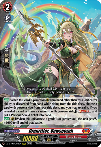 (002) Cardfight Vanguard Moon Fangs & Cerulean Blaze Single: Dragritter, Qawsqozah [D-Format] (V.1 - Triple Rare)  Triple Rare