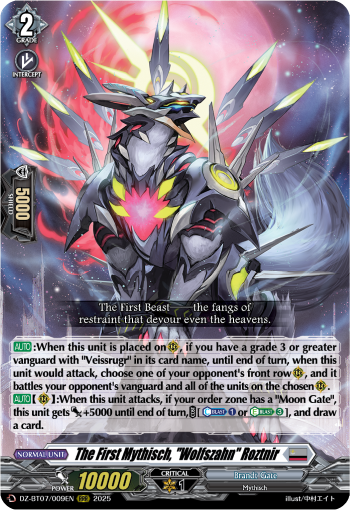 (009) Cardfight Vanguard Moon Fangs & Cerulean Blaze Single: The First Mythisch, Wolfszahn Roztnir [D-Format] (V.1 - Triple Rare)  Triple Rare