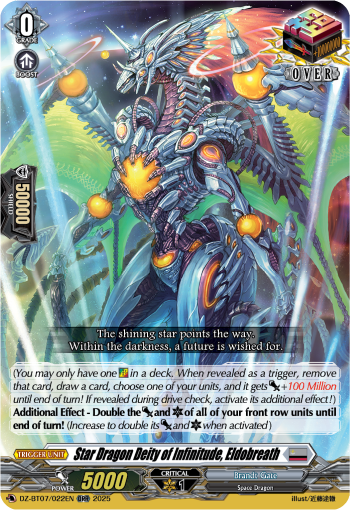 (022) Cardfight Vanguard Moon Fangs & Cerulean Blaze Single: Star Dragon Deity of Infinitude, Eldobreath [D Format]  Over RR