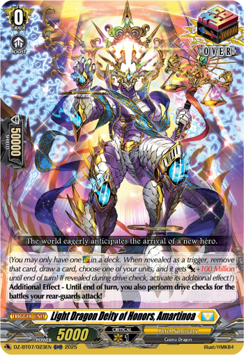 (023) Cardfight Vanguard Moon Fangs & Cerulean Blaze Single: Light Dragon Deity of Honors, Amartinoa [D Format]  Over RR