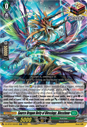 (024) Cardfight Vanguard Moon Fangs & Cerulean Blaze Single: Source Dragon Deity of Blessings, Blessfavor [D Format]  Over RR