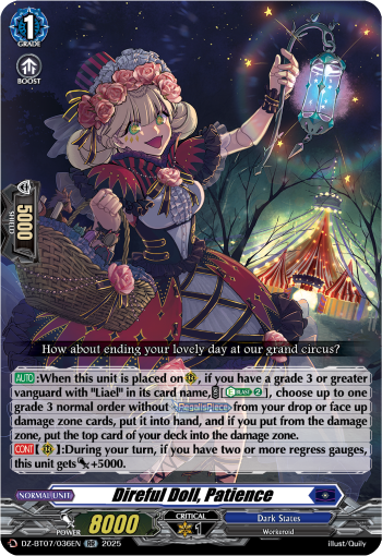 (036) Cardfight Vanguard Moon Fangs & Cerulean Blaze Single: Direful Doll, Patience [D-Format] (V.1 - Double Rare)  Double Rare