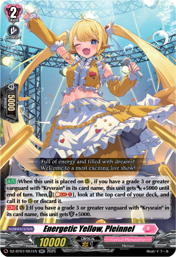 (051) Cardfight Vanguard Moon Fangs & Cerulean Blaze Single: Energetic Yellow, Pleinnel [D-Format] (V.1 - Double Rare)  Double Rare