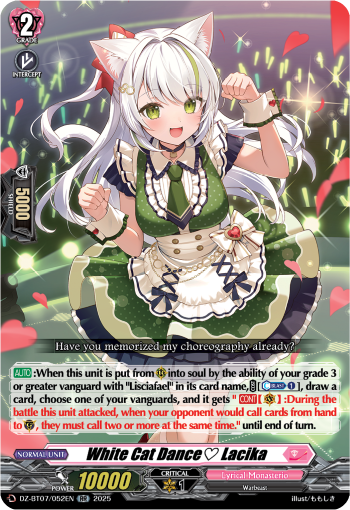 (052) Cardfight Vanguard Moon Fangs & Cerulean Blaze Single: White Cat Dance Lacika [D-Format] (V.1 - Double Rare)  Double Rare