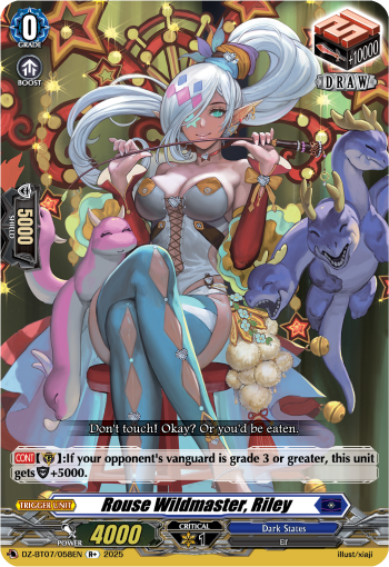 (058) Cardfight Vanguard Moon Fangs & Cerulean Blaze Single: Rouse Wildmaster, Riley [D Format]  Rare