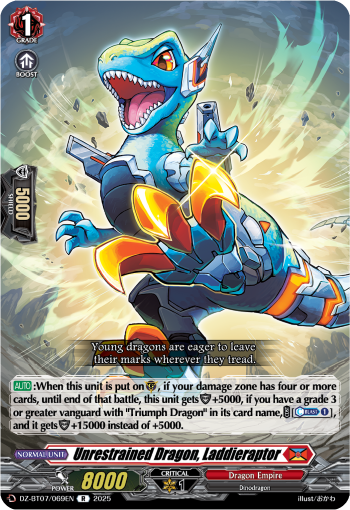 (069) Cardfight Vanguard Moon Fangs & Cerulean Blaze Single: Unrestrained Dragon, Laddieraptor [D-Format] (V.1 - Rare)  Rare