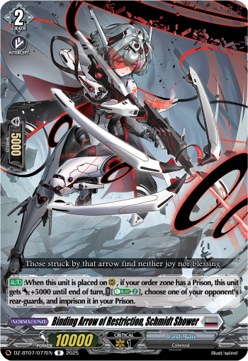 (077) Cardfight Vanguard Moon Fangs & Cerulean Blaze Single: Binding Arrow of Restriction, Schmidt Shower [D-Format] (V.1 - Rare)  Rare