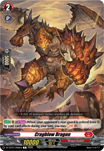 (098) Cardfight Vanguard Moon Fangs & Cerulean Blaze Single: Cragblow Dragon [D-Format]  Common