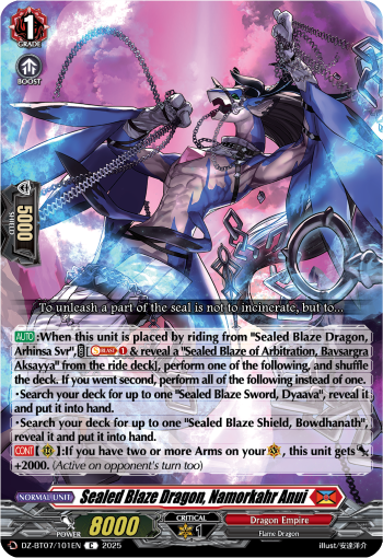 (101) Cardfight Vanguard Moon Fangs & Cerulean Blaze Single: Sealed Blaze Dragon, Namorkahr Anui [D-Format]  Common