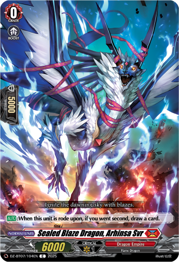 (104) Cardfight Vanguard Moon Fangs & Cerulean Blaze Single: Sealed Blaze Dragon, Arhinsa Svr [D-Format]  Common