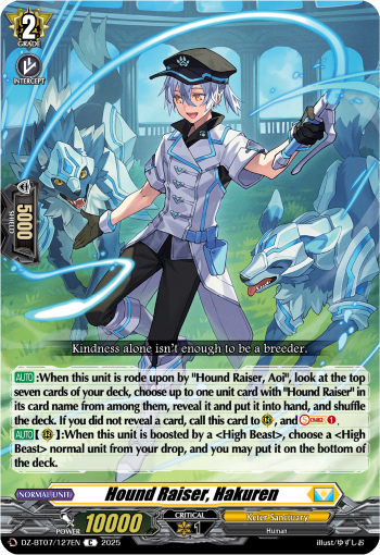 (127) Cardfight Vanguard Moon Fangs & Cerulean Blaze Single: Hound Raiser, Hakuren [D-Format]  Common