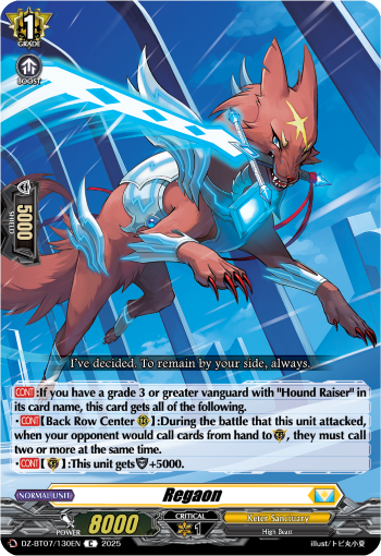 (130) Cardfight Vanguard Moon Fangs & Cerulean Blaze Single: Regaon [D-Format]  Common