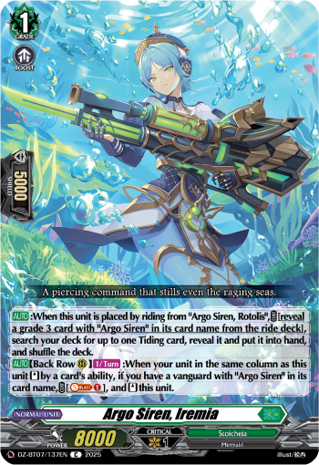 (137) Cardfight Vanguard Moon Fangs & Cerulean Blaze Single: Argo Siren, Iremia [D-Format]  Common