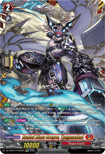 (FFR03) Cardfight Vanguard Moon Fangs & Cerulean Blaze Single: Sealed Blaze Dragon, Yyugmashad [D-Format] (V.2 - Double Frame Rare)  Double Frame Rare