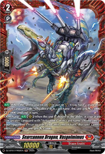 (FR02) Cardfight Vanguard Moon Fangs & Cerulean Blaze Single: Searcannon Dragon, Vasgolmimus [D-Format] (V.2 - Frame Rare)  Frame Rare