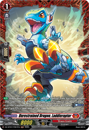 (FR07) Cardfight Vanguard Moon Fangs & Cerulean Blaze Single: Unrestrained Dragon, Laddieraptor [D-Format] (V.2 - Frame Rare)  Frame Rare