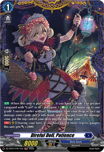 (FR11) Cardfight Vanguard Moon Fangs & Cerulean Blaze Single: Direful Doll, Patience [D-Format] (V.2 - Frame Rare)  Frame Rare