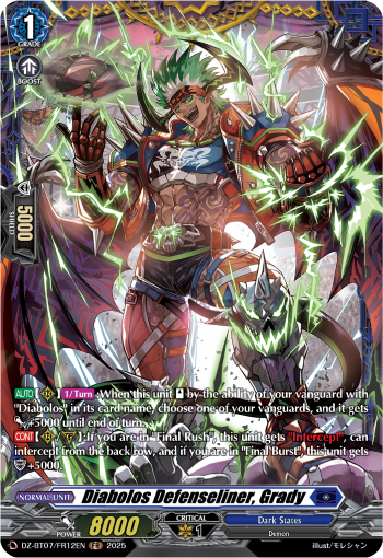 (FR12) Cardfight Vanguard Moon Fangs & Cerulean Blaze Single: Diabolos Defenseliner, Grady [D-Format] (V.2 - Frame Rare)  Frame Rare
