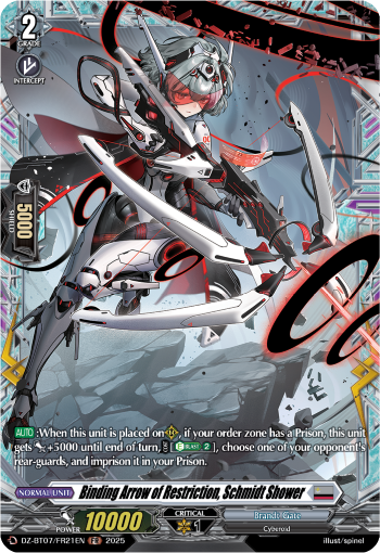 (FR21) Cardfight Vanguard Moon Fangs & Cerulean Blaze Single: Binding Arrow of Restriction, Schmidt Shower [D-Format] (V.2 - Frame Rare)  Frame Rare