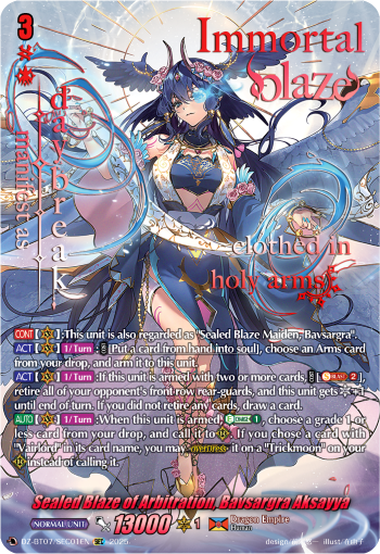 (SEC01) Cardfight Vanguard Moon Fangs & Cerulean Blaze Single: Sealed Blaze of Arbitration, Bavsargra Aksayya [D-Format] (V.3 - Secret Rare)  Secret Rare