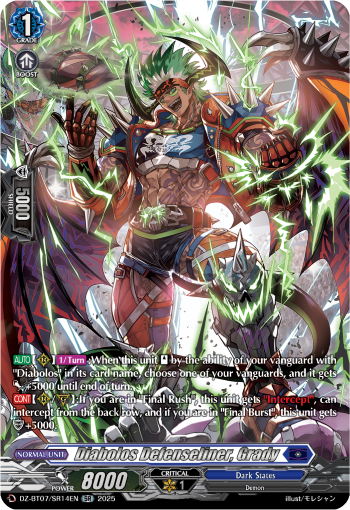 (SR14) Cardfight Vanguard Moon Fangs & Cerulean Blaze Single: Diabolos Defenseliner, Grady [D-Format] (V.3 - Silver Rare)  Silver Rare