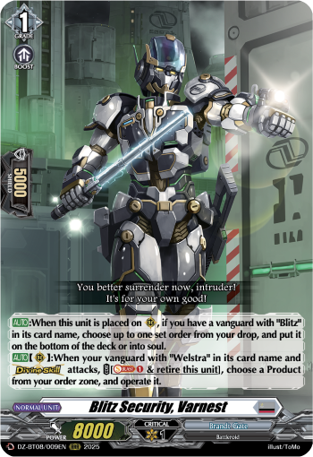 (009) Cardfight Vanguard Knights 0f Rebirth Single: Blitz Security, Varnest [D-Format] (V.1 - Triple Rare)  Triple Rare