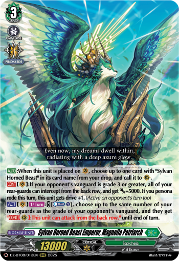 (013) Cardfight Vanguard Knights 0f Rebirth Single: Sylvan Horned Beast Emperor, Magnolia Patriach [D-Format] (V.1 - Triple Rare)  Triple Rare