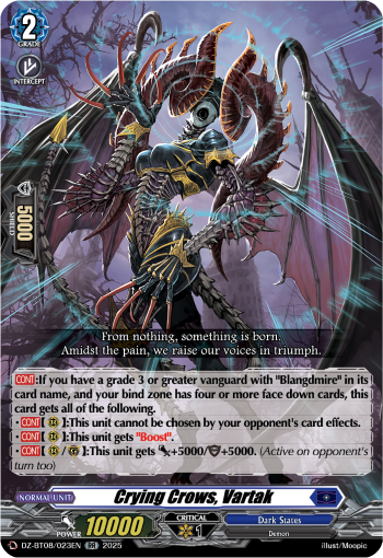 (023) Cardfight Vanguard Knights 0f Rebirth Single: Crying Crows ,Vartak [D-Format] (V.1 - Double Rare)  Double Rare