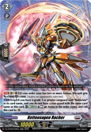 (028) Cardfight Vanguard Knights 0f Rebirth Single: Kettensagen Racher [D-Format] (V.1 - Double Rare)  Double Rare