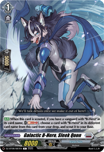 (087) Cardfight Vanguard Knights 0f Rebirth Single: Galatic B-Hero, Sleek Quon [D-Format]  Common
