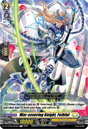 (093) Cardfight Vanguard Knights 0f Rebirth Single: War-severing Knight, Fethful [D-Format]  Common
