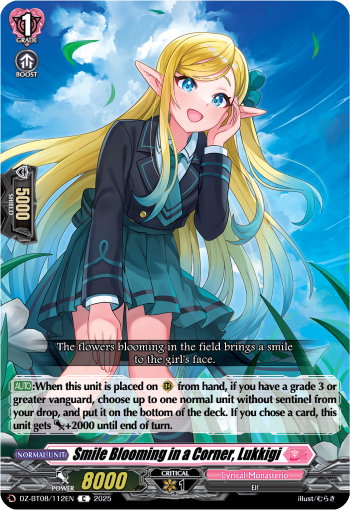 (112) Cardfight Vanguard Knights 0f Rebirth Single: Smile Blooming in a Corner, Lukkigi [D-Format]  Common