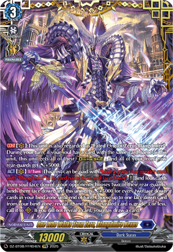 (FFR04) Cardfight Vanguard Knights 0f Rebirth Single: One Who Walks From Zero, Blangdmire Nexus [D-Format] (V.2 - Double Frame Rare)  Double Frame Rare