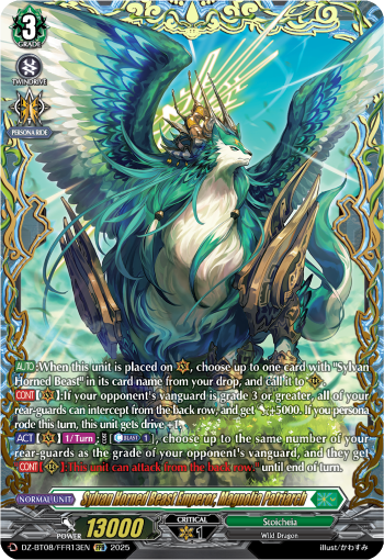 (FFR13) Cardfight Vanguard Knights 0f Rebirth Single: Sylvan Horned Beast Emperor, Magnolia Patriach [D-Format] (V.2 - Double Frame Rare)  Double Frame Rare
