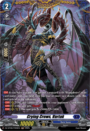 (FR09) Cardfight Vanguard Knights 0f Rebirth Single: Crying Crows ,Vartak [D-Format] (V.2 - Frame Rare)  Frame Rare