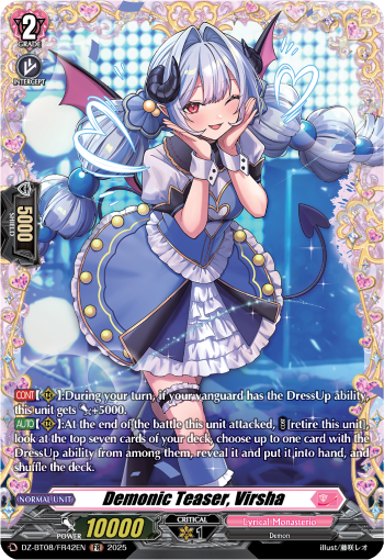 (FR42) Cardfight Vanguard Knights 0f Rebirth Single: Demonic Teaser, Virsha [D-Format] (V.2 - Frame Rare)  Frame Rare