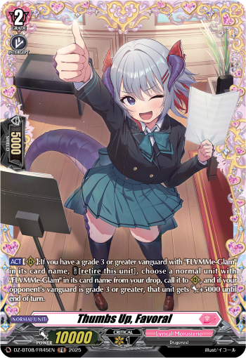 (FR45) Cardfight Vanguard Knights 0f Rebirth Single: Thumbs Up, Favoral [D-Format] (V.2 - Frame Rare)  Frame Rare
