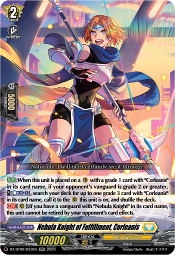 (033) Cardfight Vanguard Super Brave Detonation Single: Nebula Knight of Fulfillment, Corleanis [D-Format] (V.1 - Double Rare)  Double Rare