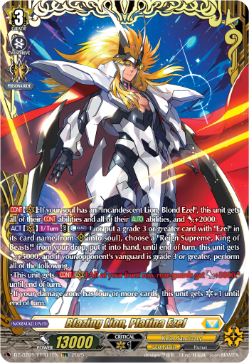 (FFR11) Cardfight Vanguard Super Brave Detonation Single: Blazing Lion, Platina Ezel [D-Format] (V.2 - Double Frame Rare)  Double Frame Rare