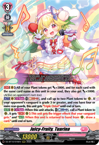 (016) Cardfight Vanguard Dragonsoul Resonance Single: Juicy-Fruity, Tuarina [D-Format] (V.1 - Triple Rare)  Triple Rare
