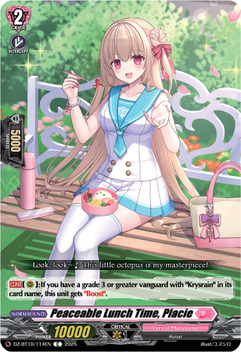(114) Cardfight Vanguard Dragonsoul Resonance Single: Peaceable Lunch Time, Placie [D-Format]  Common