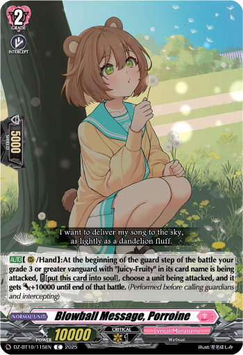 (115) Cardfight Vanguard Dragonsoul Resonance Single: Blowball Message, Porroine [D-Format]  Common