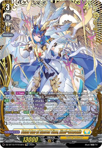 (FFR10) Cardfight Vanguard Dragonsoul Resonance Single: Fated One of Sacred Time, Liael=Draconis [D-Format] (V.2 - Double Frame Rare)  Double Frame Rare