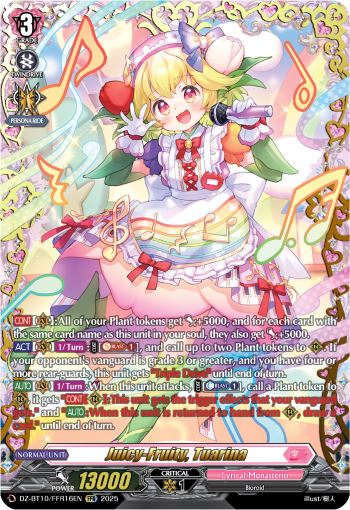 (FFR16) Cardfight Vanguard Dragonsoul Resonance Single: Juicy-Fruity, Tuarina [D-Format]  Double Frame Rare
