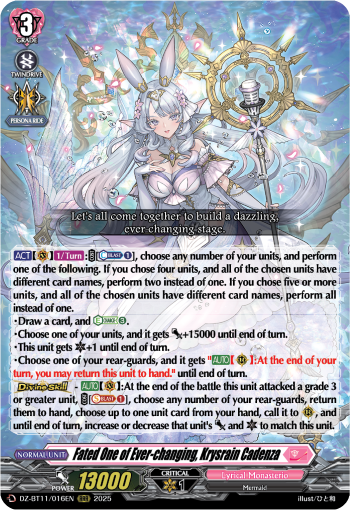 (016) Cardfight Vanguard Symphony of Might & Bloom Single: Fated One of Ever-changing, Krysrain Cadenza [D-Format] (V.1 - Triple Rare)  Triple Rare