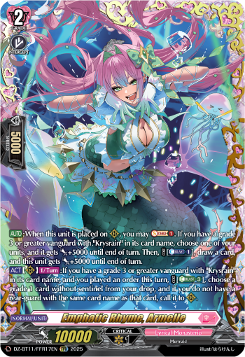 (FFR17) Cardfight Vanguard Symphony of Might & Bloom Single: Emphatic Rhyme, Armelle [D-Format] (V.2 - Double Frame Rare)  Double Frame Rare