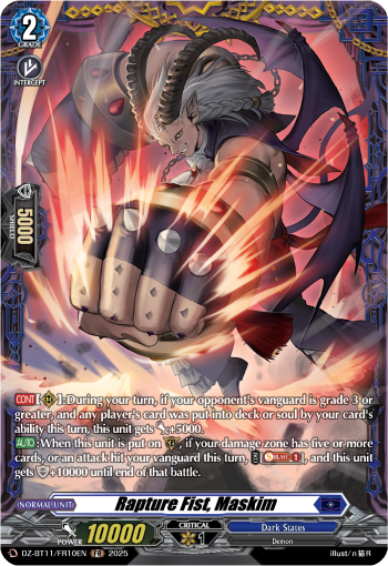 (FR10) Cardfight Vanguard Symphony of Might & Bloom Single: Rapture Fist, Maskim [D-Format] (V.2 - Frame Rare)  Frame Rare