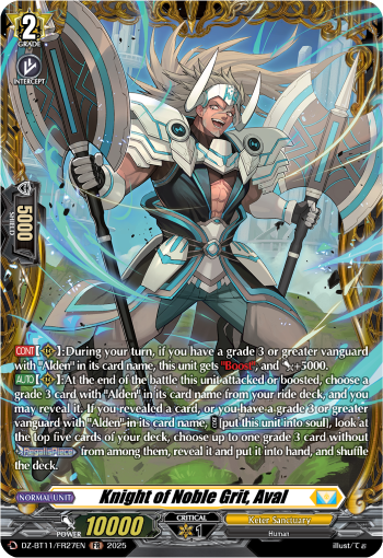 (FR27) Cardfight Vanguard Symphony of Might & Bloom Single: Knight of Noble Grit, Aval [D-Format] (V.2 - Frame Rare)  Frame Rare